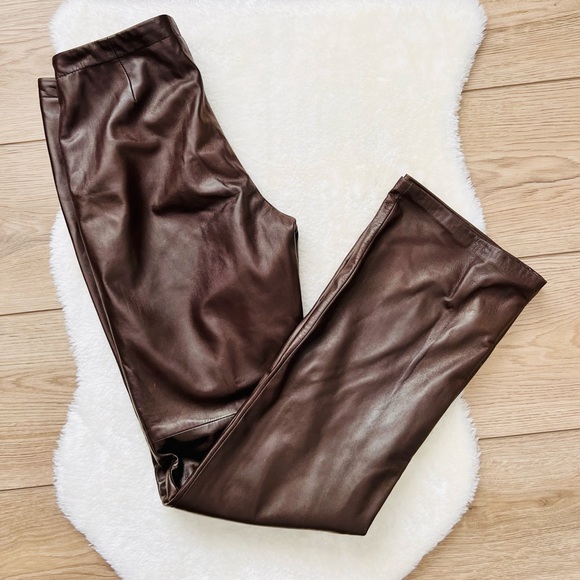 DANIER Dark Brown Bootcut Leather Pants Size Small - Picture 6 of 7